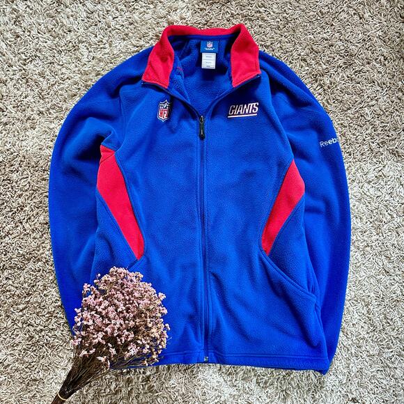 Reebok NFL New York Giants Blue Fleece Jacket Zip Up Football Men’s Size L - Picture 1 of 9